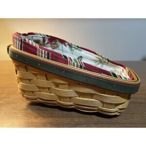 Longaberger 2007 Holiday Helper Sleigh Basket W/ Liner, Bread, Crackers, Fruit